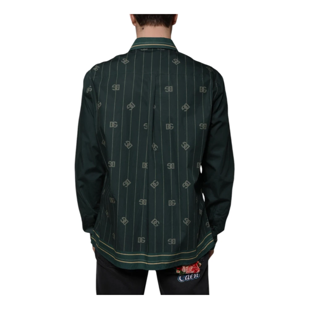 Dolce & Gabbana Groen Logo Print Casual Shirt Green Heren