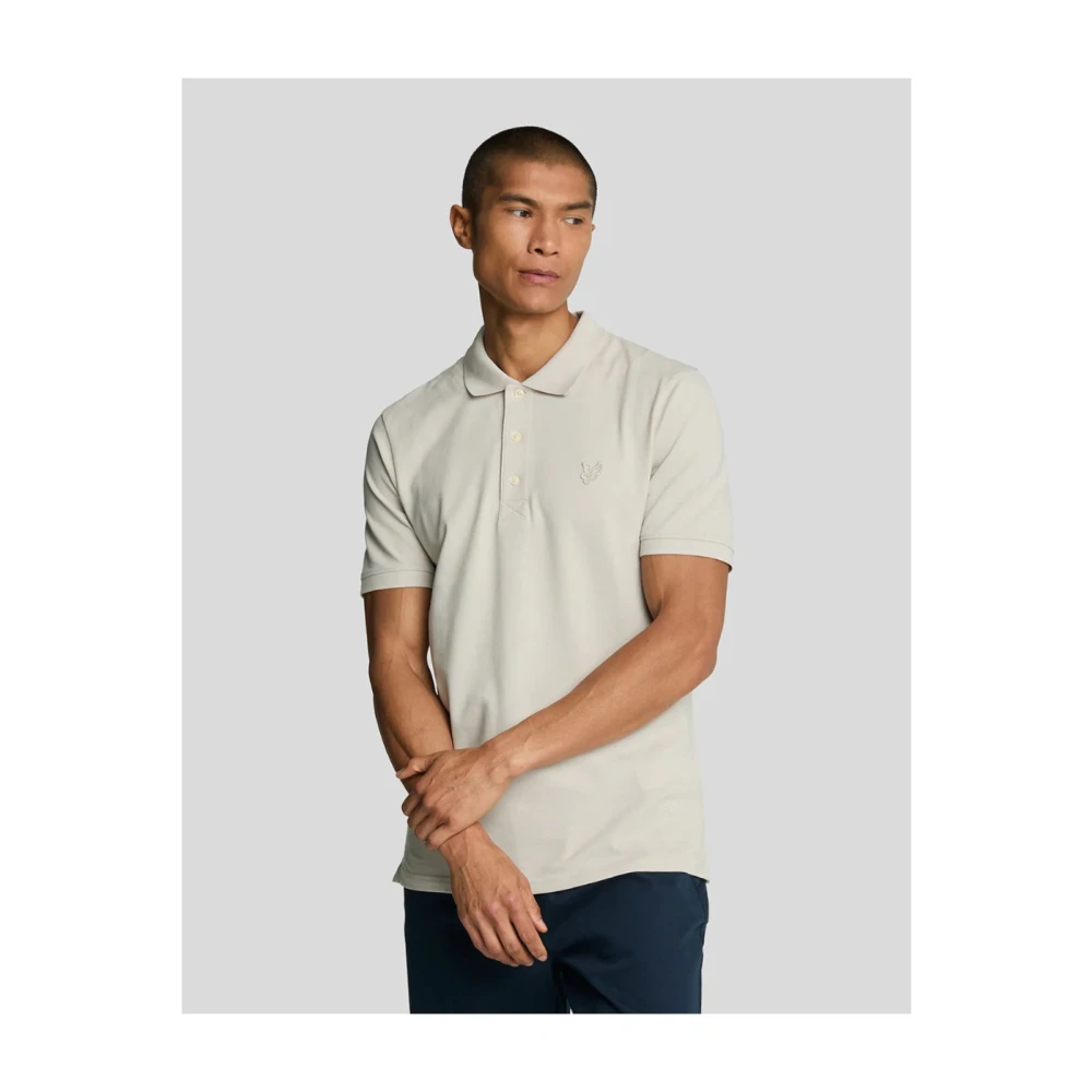 Lyle & Scott Tonal Eagle Polo Shirt in Beige Heren