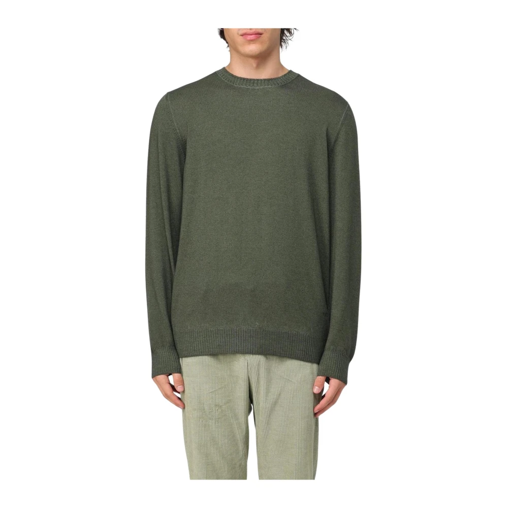 Fay Men's Green Merino Wool Crew Neck Sweater