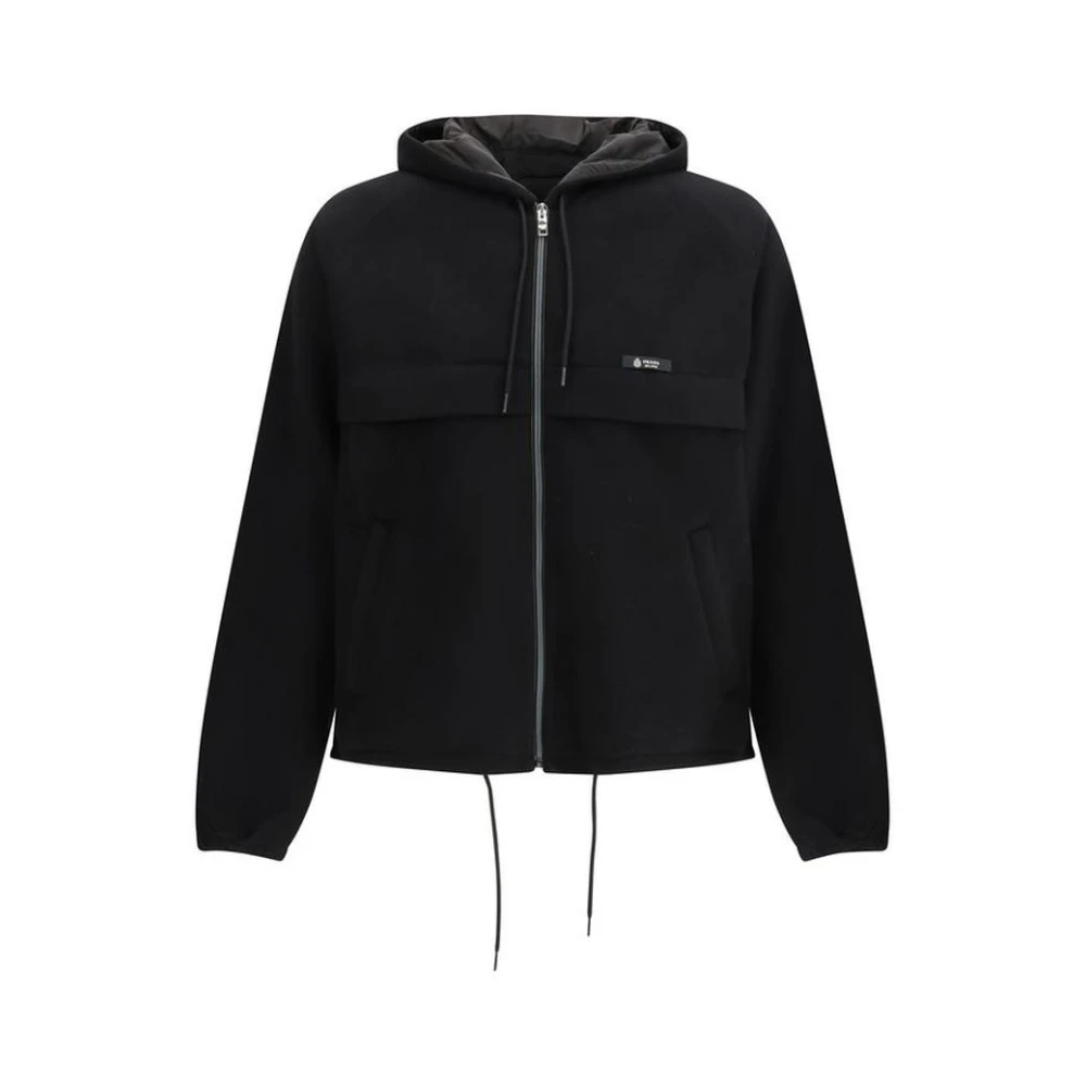 Prada Black Light Jackets, Male, S, Polyester Shell Jacket With Zipper Closure