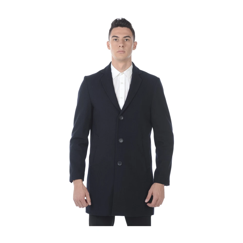Daniele Alessandrini Men's Blue Single-Breasted Coats, 2XL, Cannone Coat