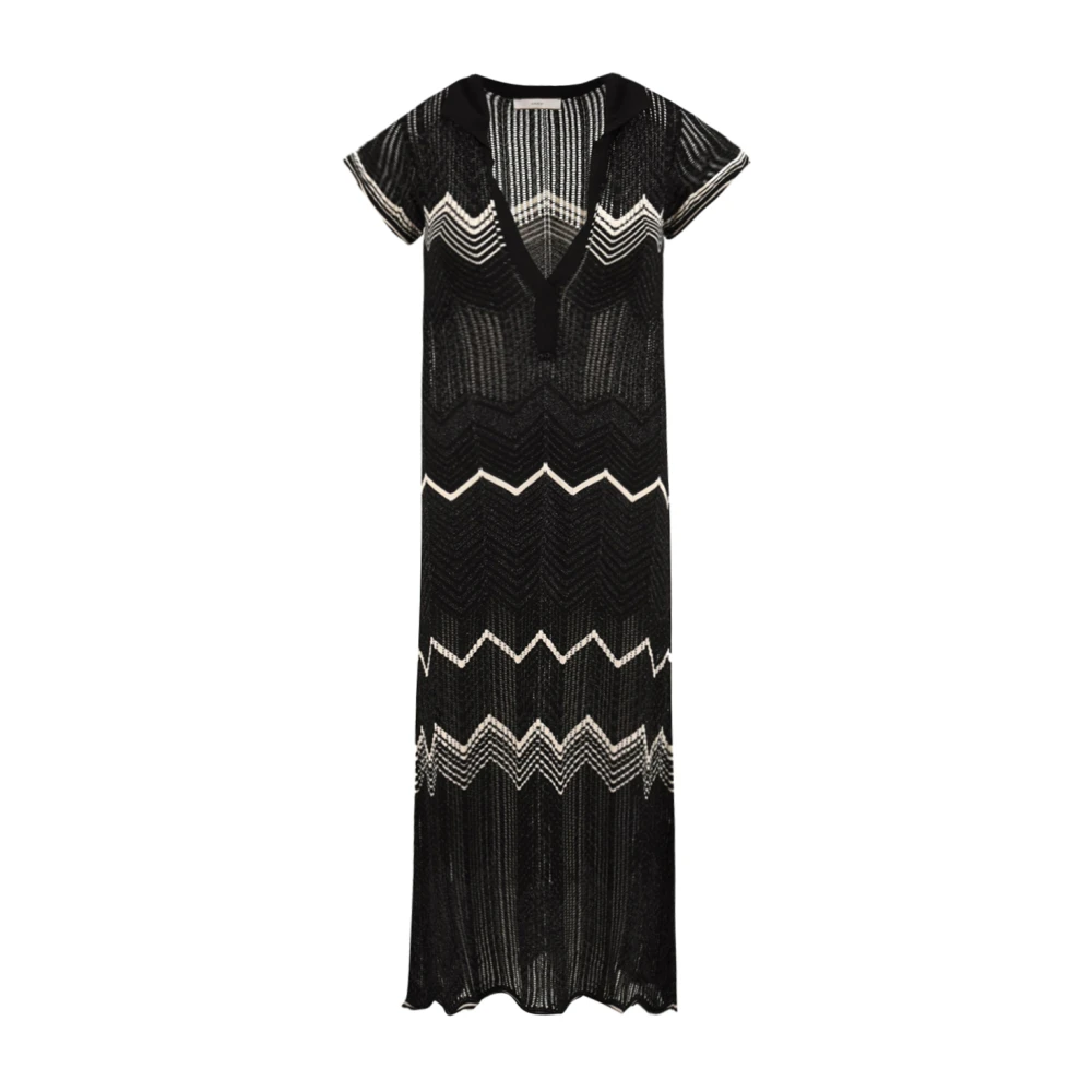 Akep Women's Black Zig Zag Polo Dress