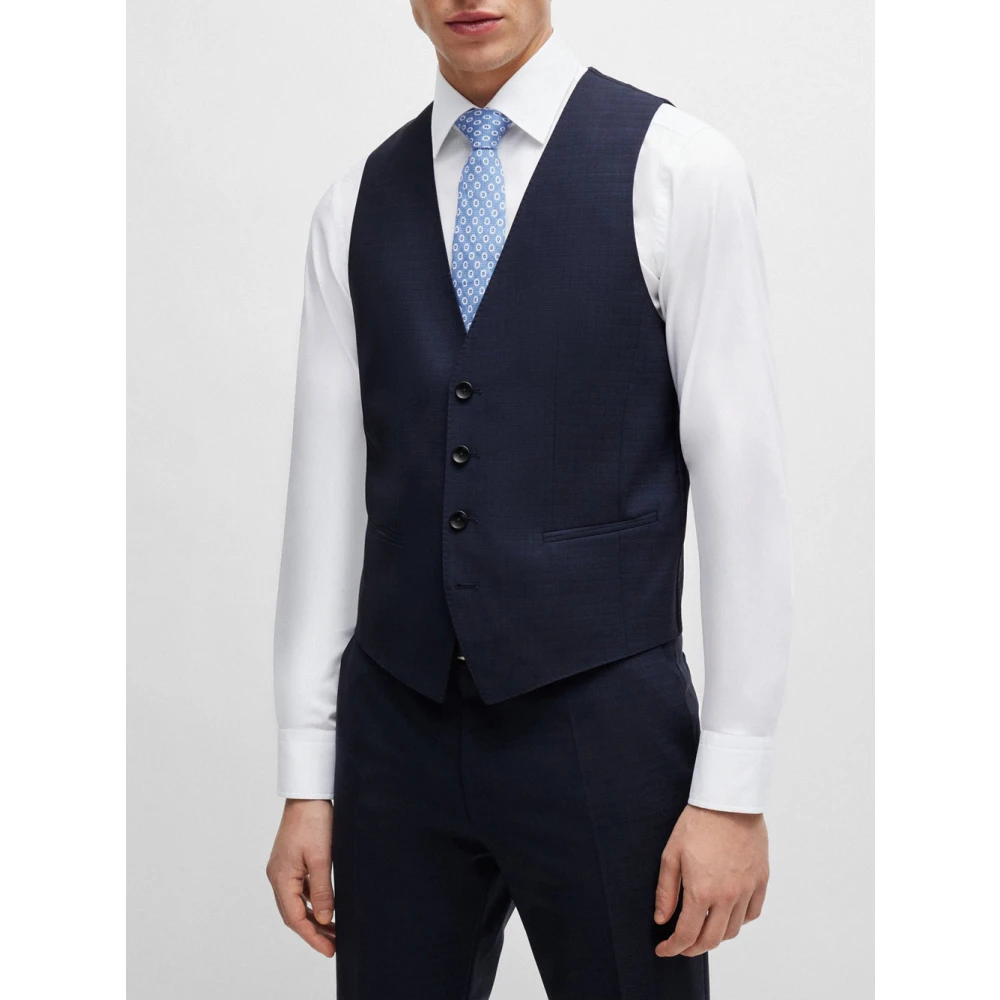 Hugo Boss Blauw Wol Slim Fit Pak Blue Heren