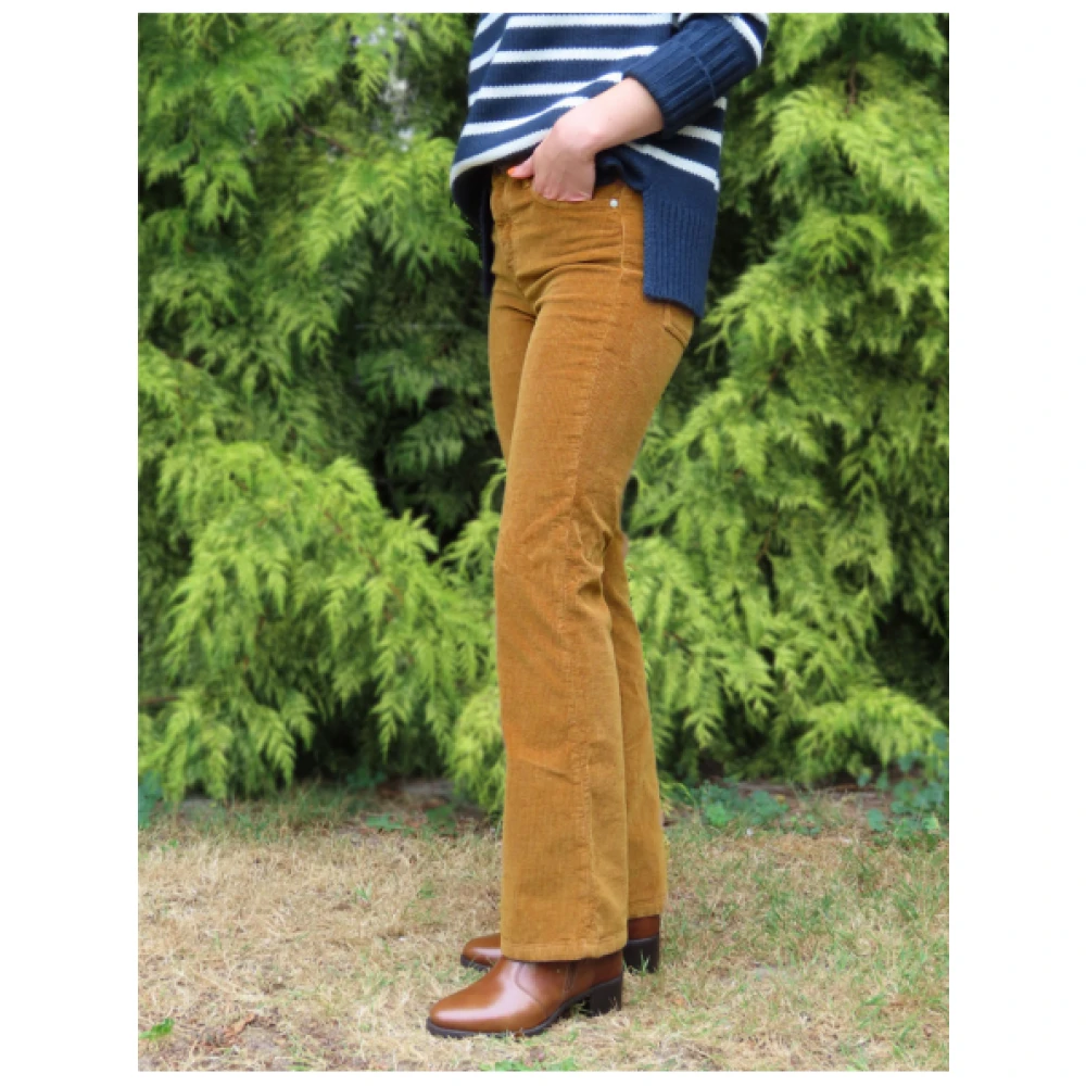 Denim Studio Flare Corduroy Broek Jeff Model Yellow Dames