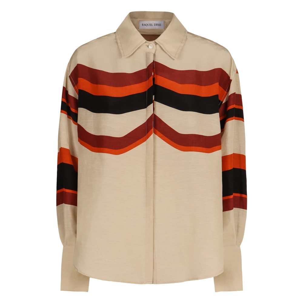 Raquel Diniz Afgeronde Zoom Viscose Shirt Beige Dames