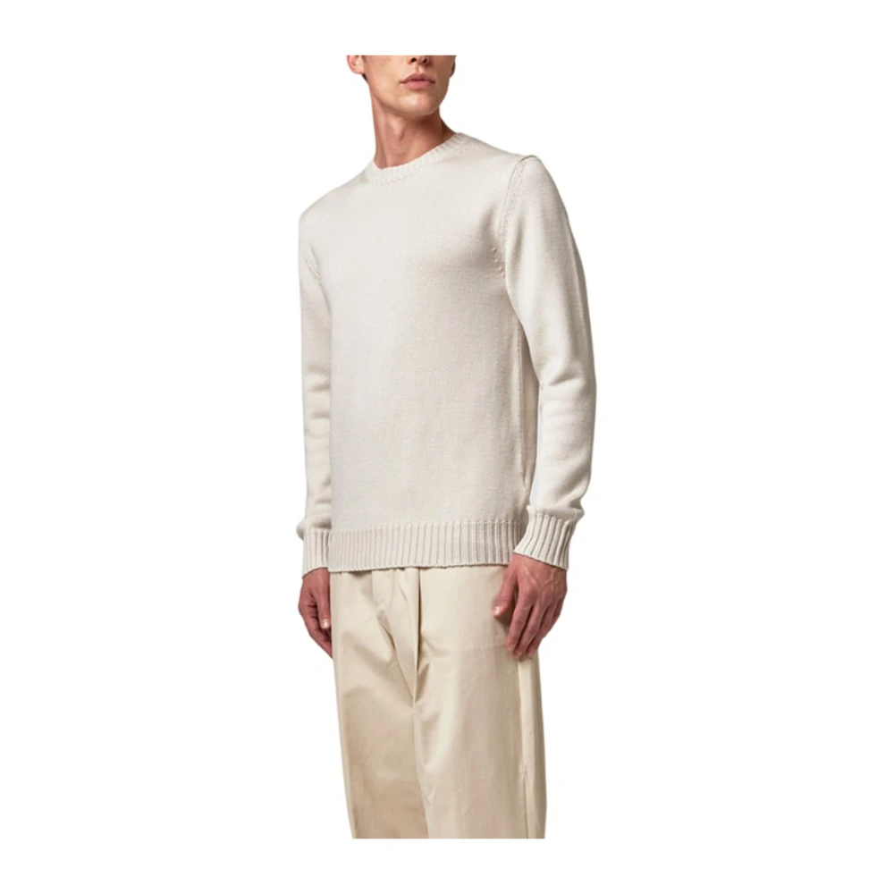 Alpha Studio Merinowol ronde hals trui Beige Heren