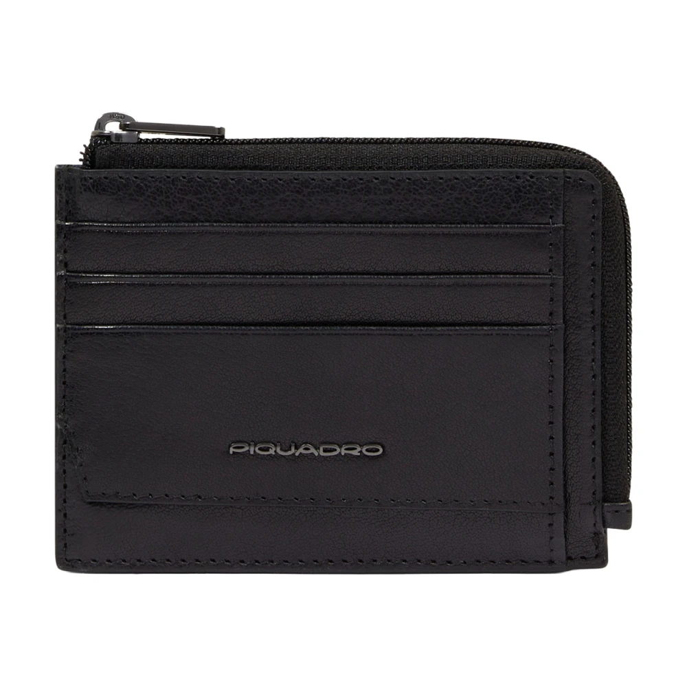 Piquadro Homme Noir Accessoires, Taille: One Size Porte-Monnaie Zippé Avec Porte-Documents