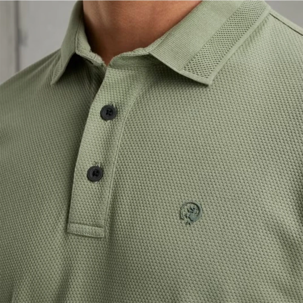 Cast Iron Gestructureerd Jersey Polo Shirt Green Heren