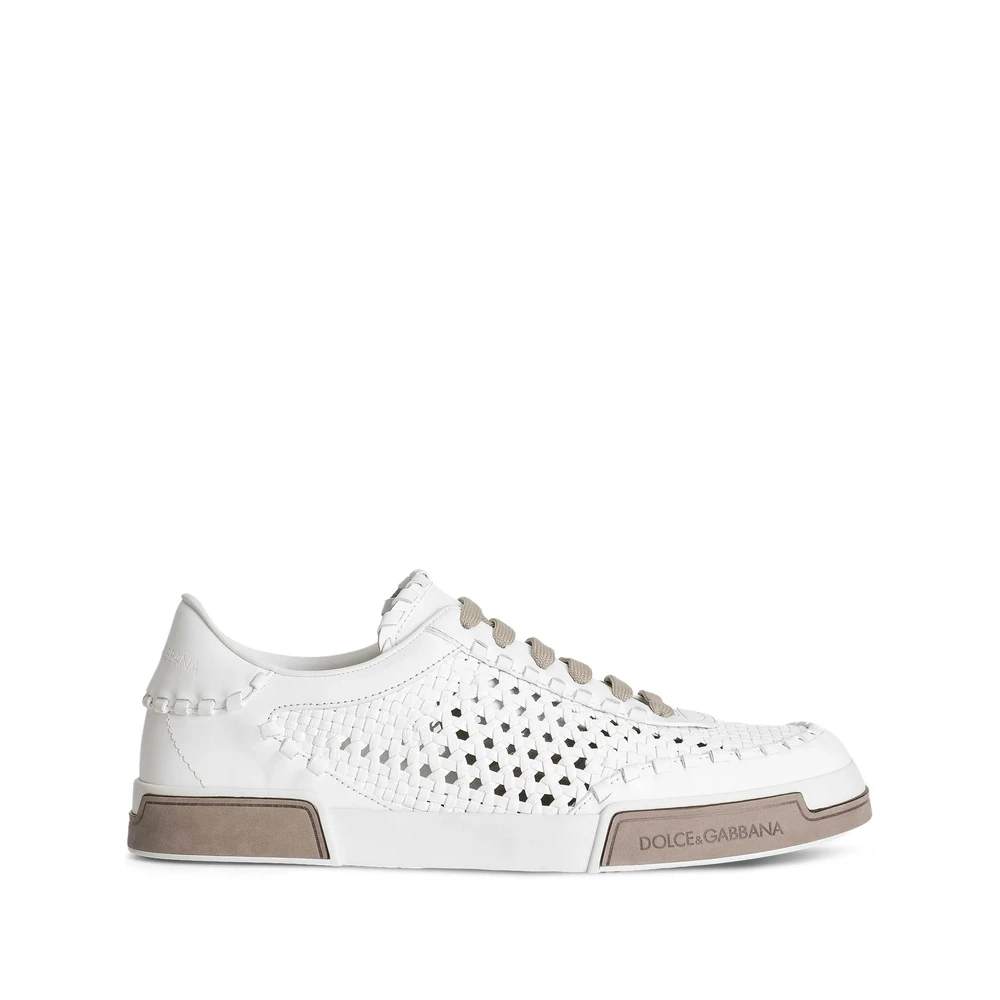 Dolce & Gabbana Men's White Lace-Up Rubber Sole Shoes