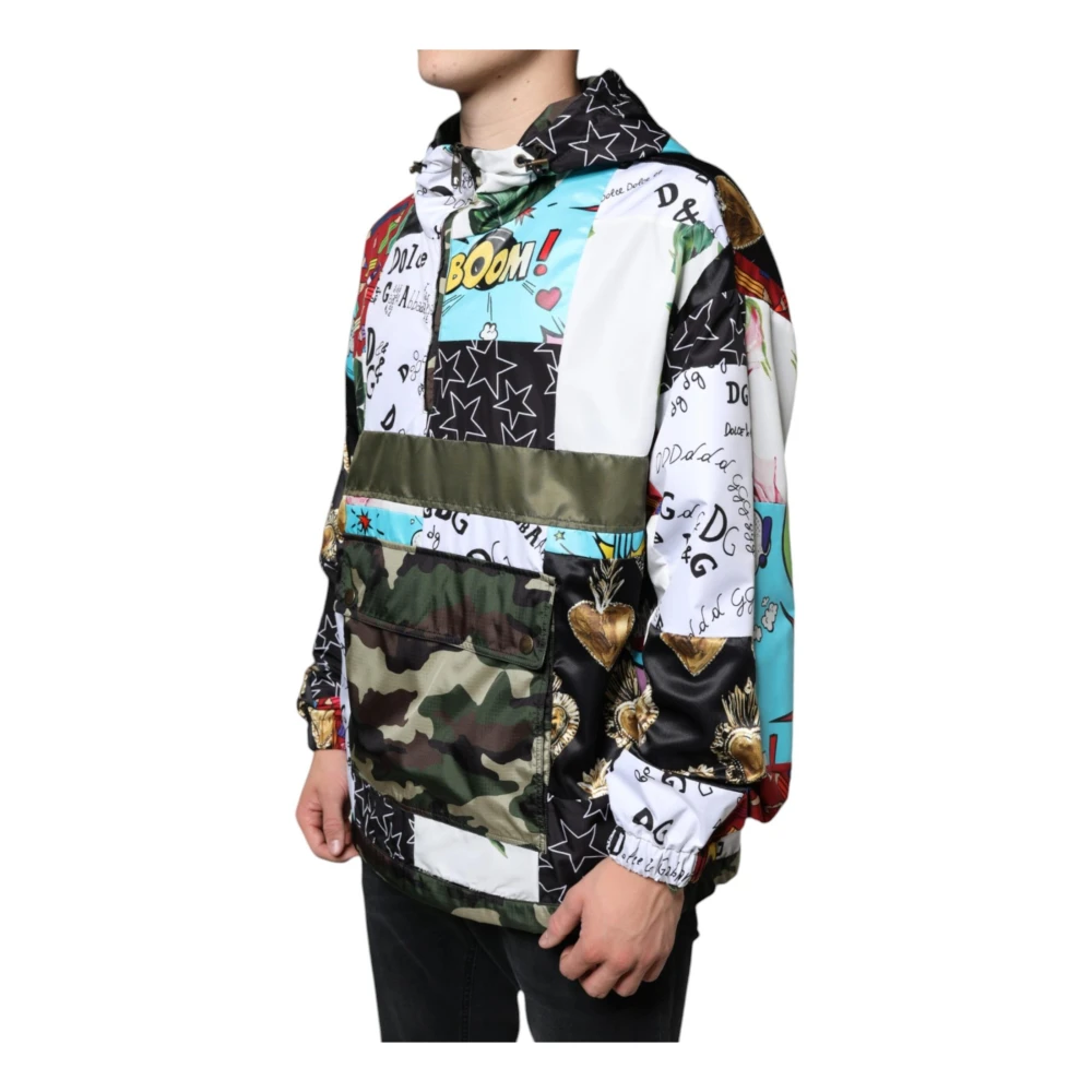 Dolce & Gabbana Kleurrijke Katoenen Hooded Windjack Multicolor Heren