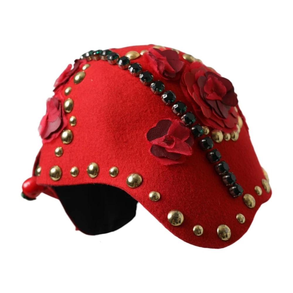 Dolce & Gabbana Kristalversierde wollen Cloche Hoed Red Dames