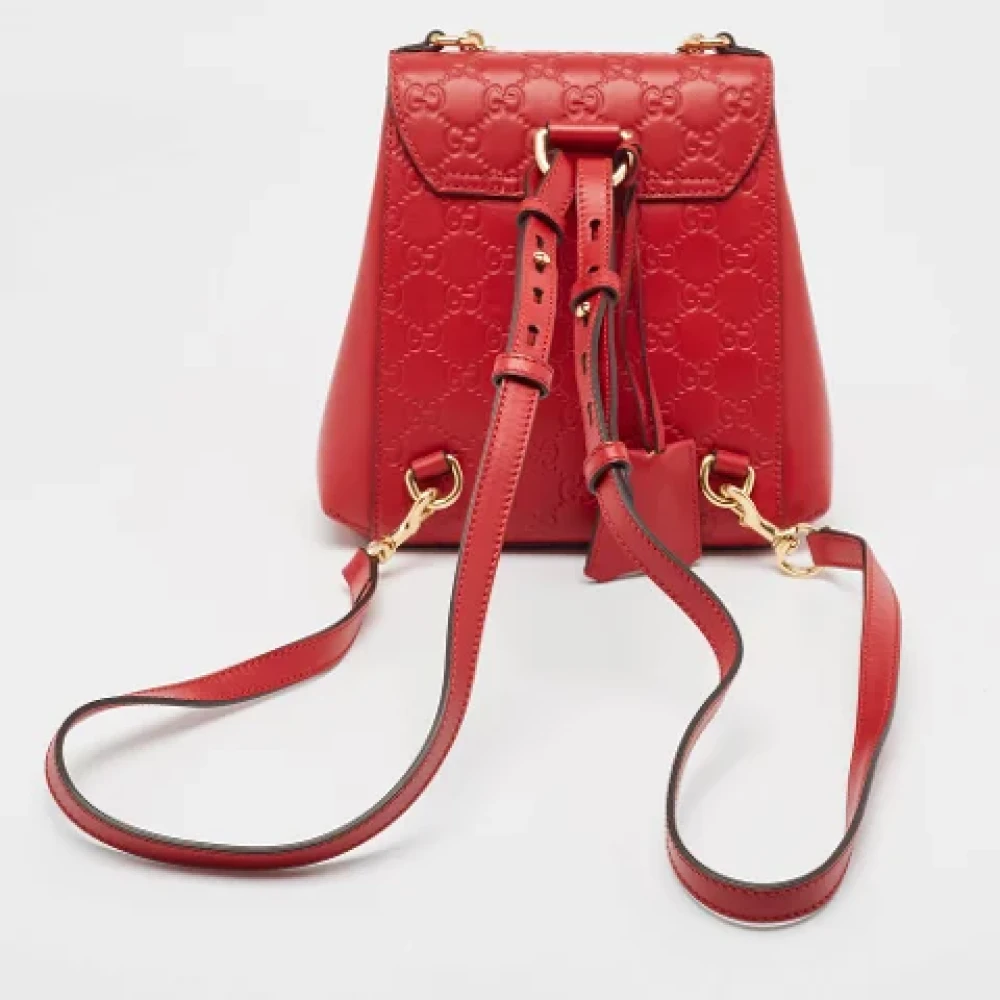 Gucci Vintage Pre-owned Leather backpacks Red Dames
