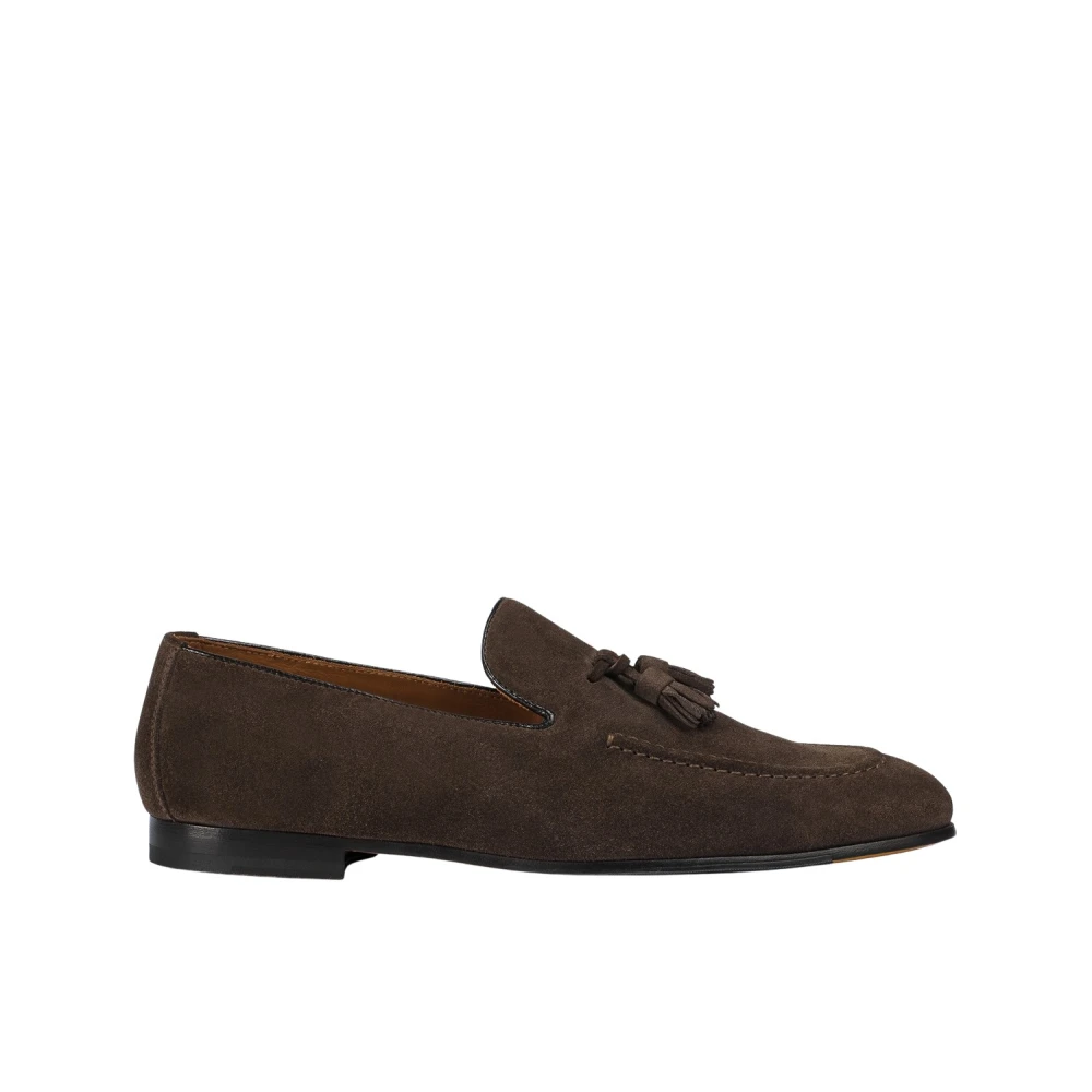 Doucal's Brown Loafers, Male, 8 Uk, Suede Loafer With Tassels