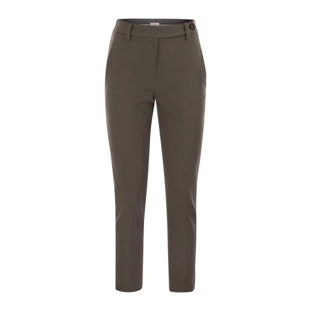 Brunello Cucinelli Women's Brown Cropped Tailored Trousers - Cropped Trousers - M - Trousers