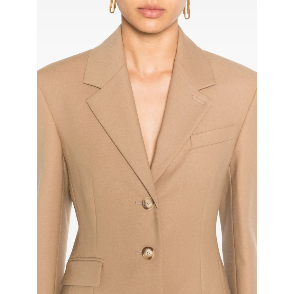 SPORTMAX Beige Wollen Blend Jas met Dart Detailering Beige Dames