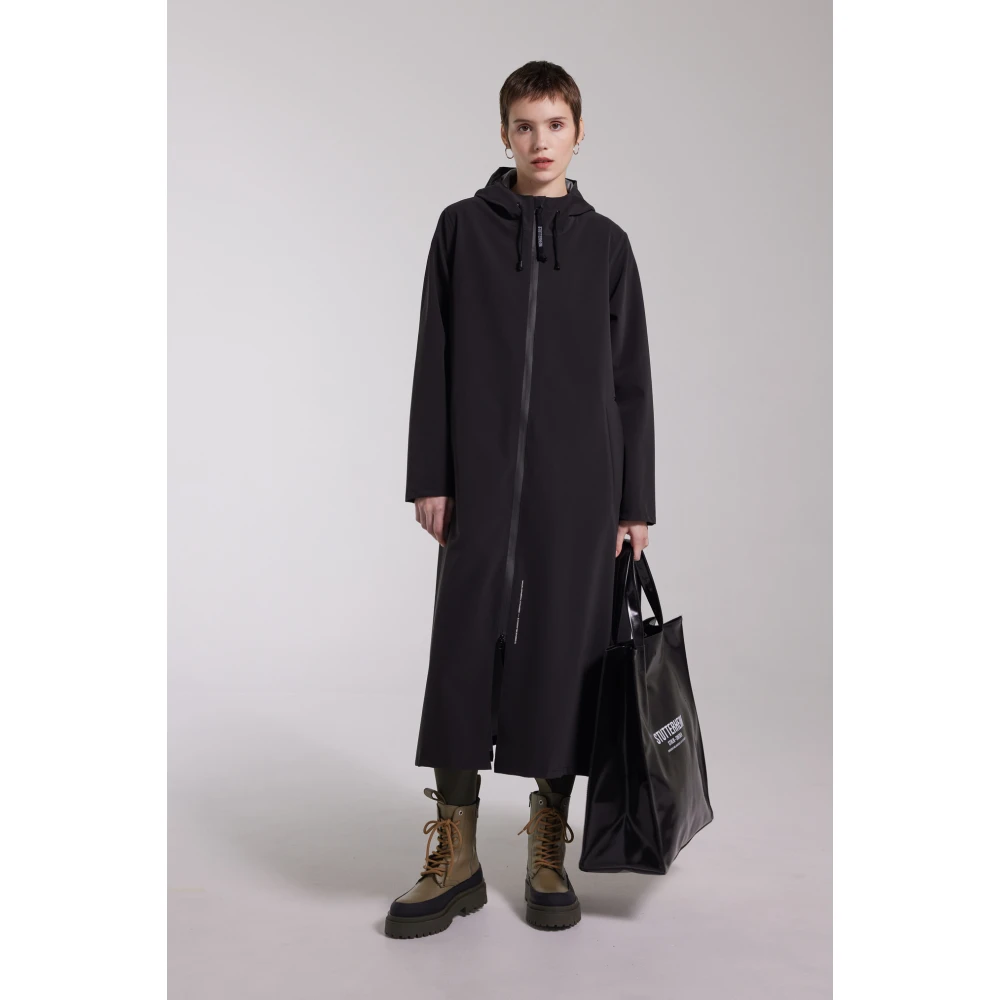 Stutterheim Matte Zip Knielengte Regenjas Black Dames