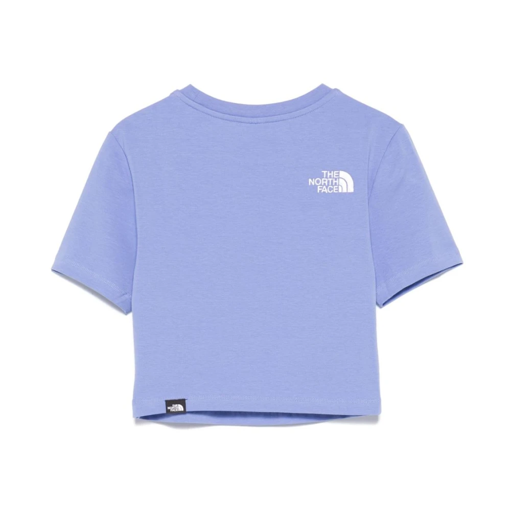 The North Face Blauw Logo Geborduurd Crew Neck Shirt Blue Dames