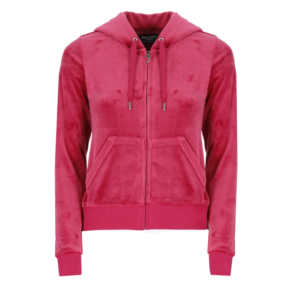 Juicy Couture Fuchsia Hoodie met Logo Rits Sluiting Pink Dames