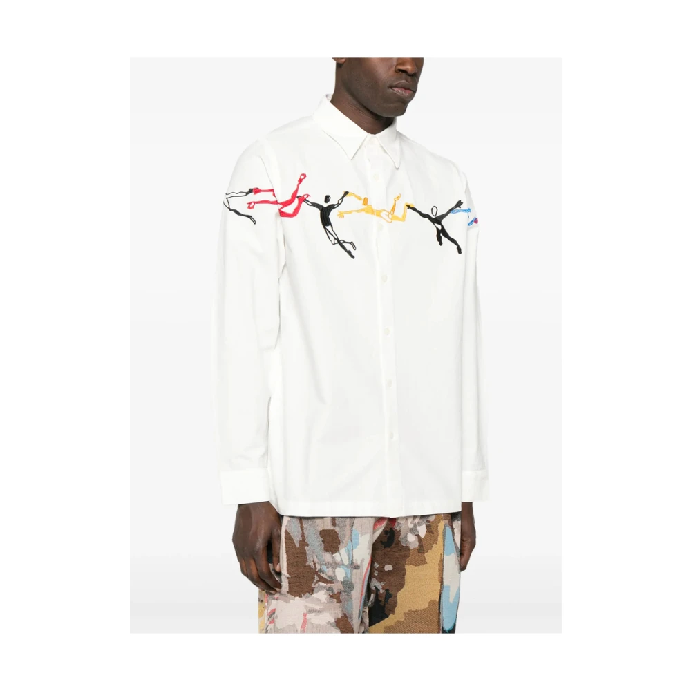 KidSuper Studios Witte Klassieke Kraag Lange Mouw Overhemd White Heren