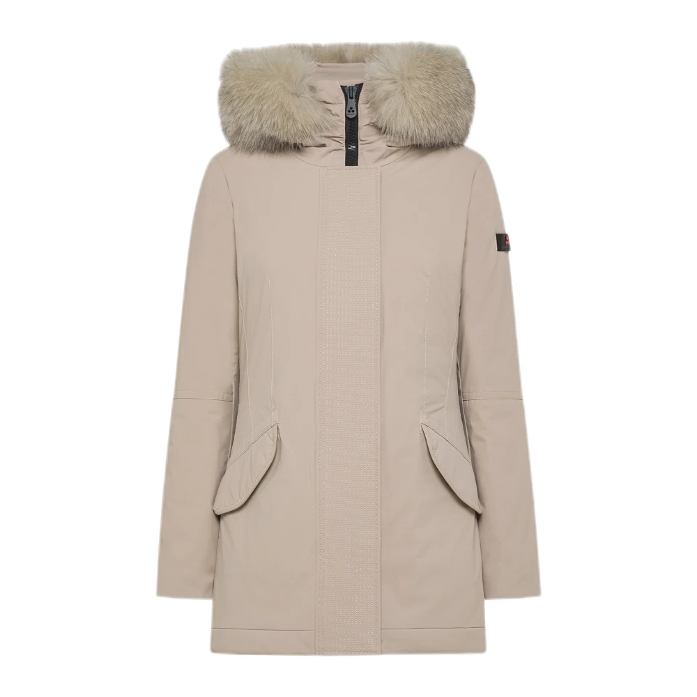 Peuterey Slim Fit Jas met Bijpassende Kleur Bont Beige Dames