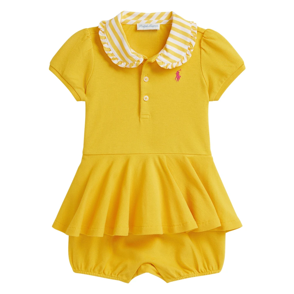 Ralph Lauren Girls Yellow Peplum Polo Romper