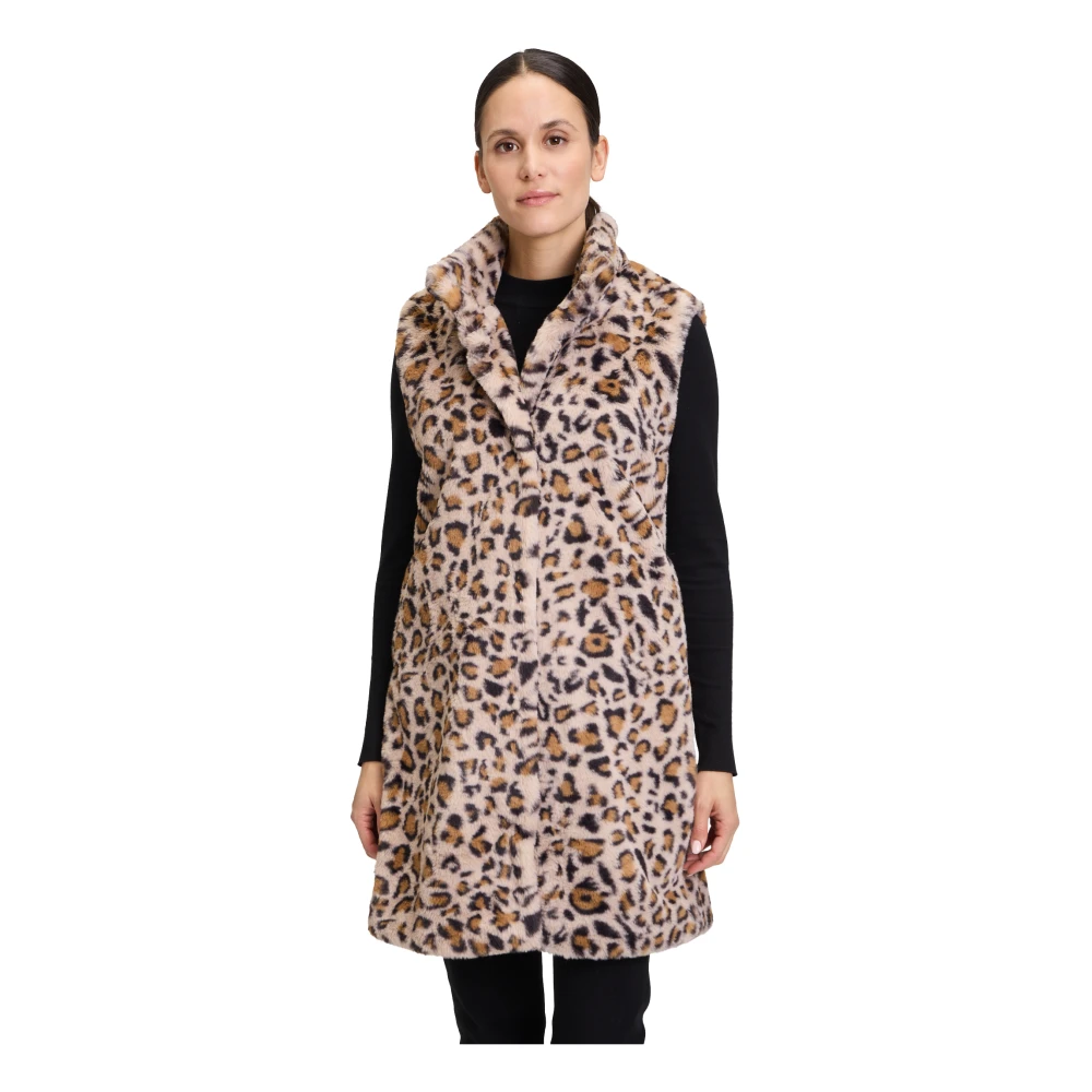 Betty Barclay Pluizige Casual Jas met Opstaande Kraag Brown Dames
