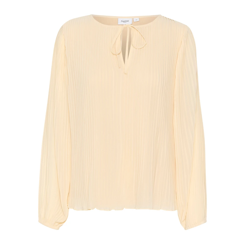 Saint Tropez Elegant Hoomasz Blus i Kräm Beige, Dam