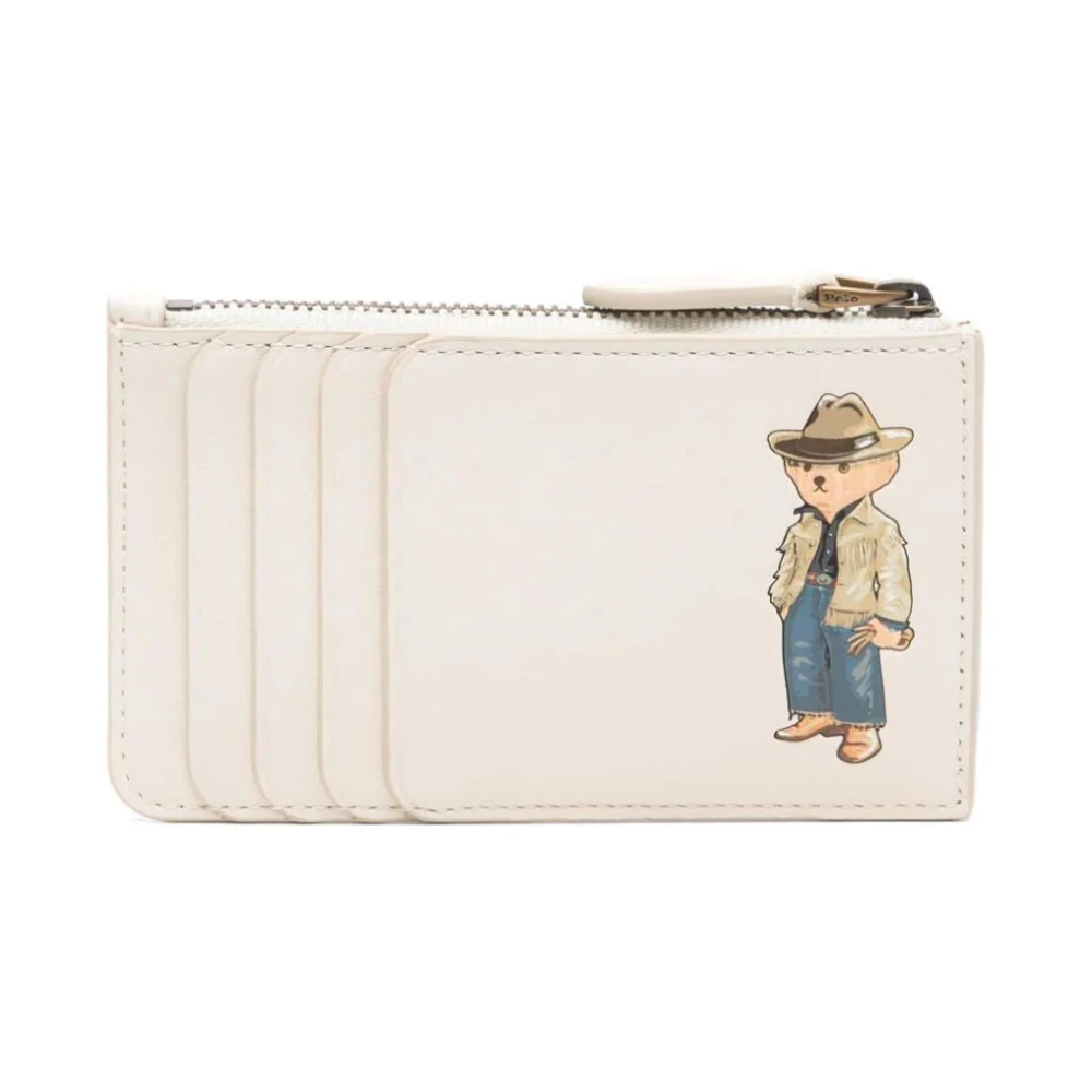 Polo Ralph Lauren Beige Leren Portemonnee Kaarthouder Beige Dames