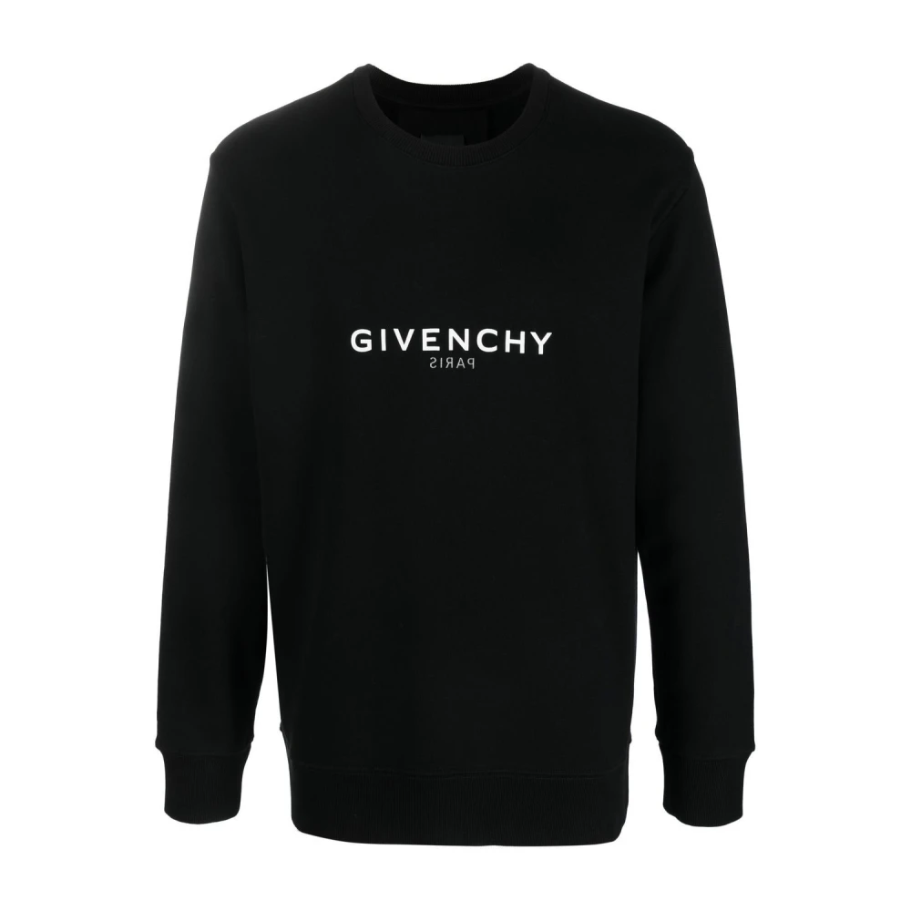 Givenchy Zwart Logo Print Crew Neck Sweater Black Heren