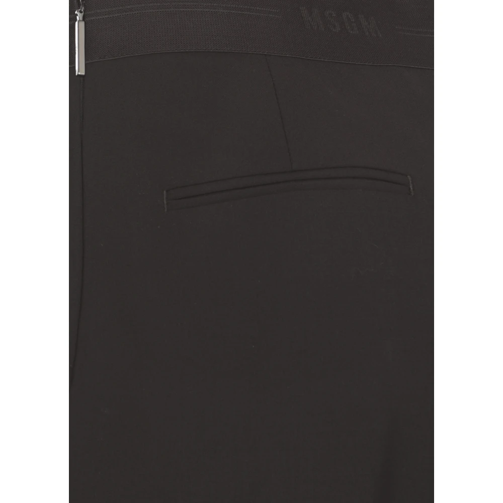 Msgm Zwarte Wollen Broek Elastische Taille Black Dames