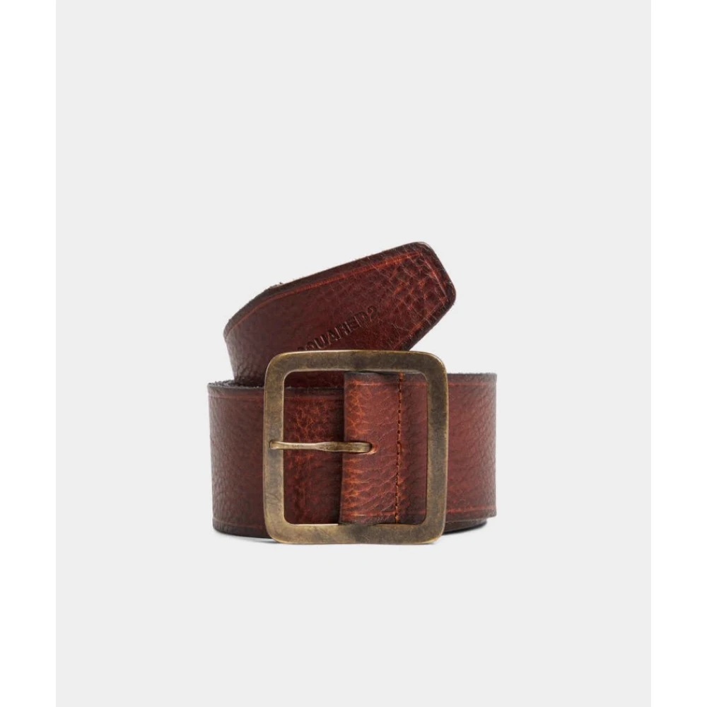 Dsquared2 Brede leren riem Brown Heren