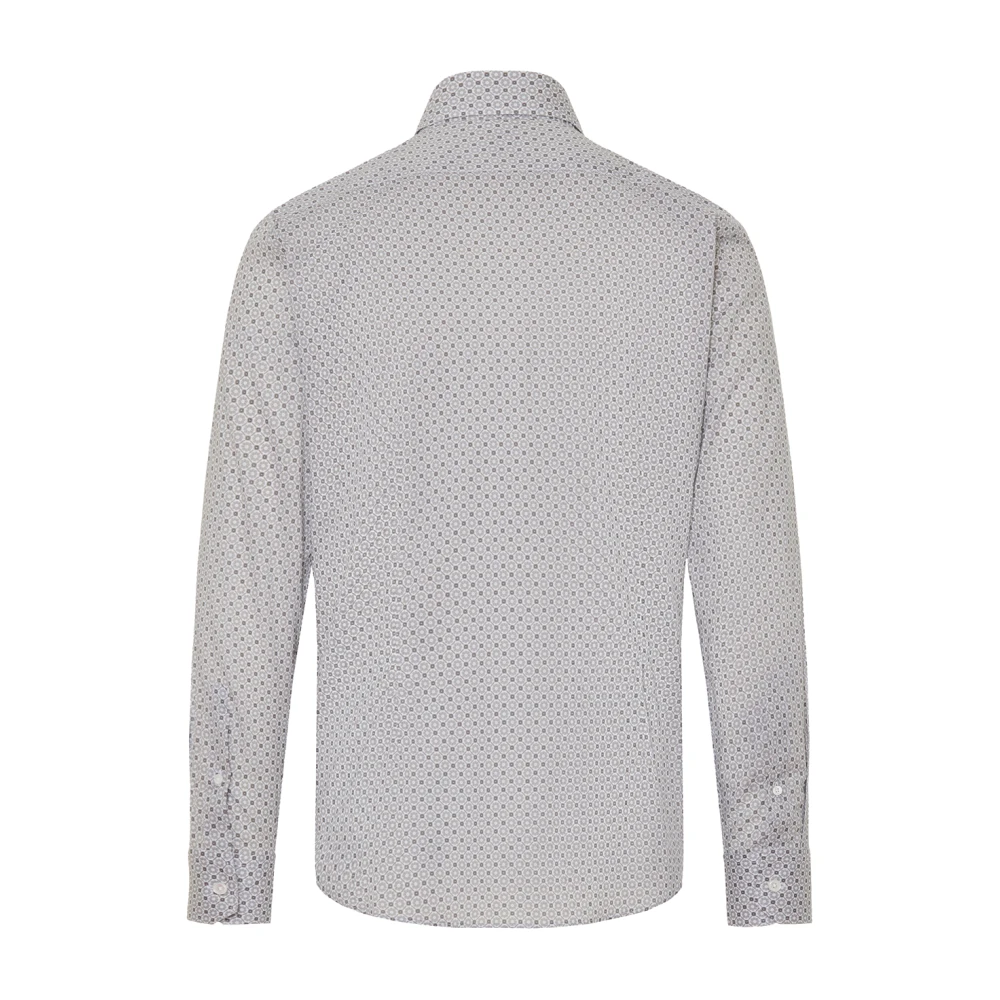 Fedeli Katoen Elastaan Shirt Made in Italy Gray Heren