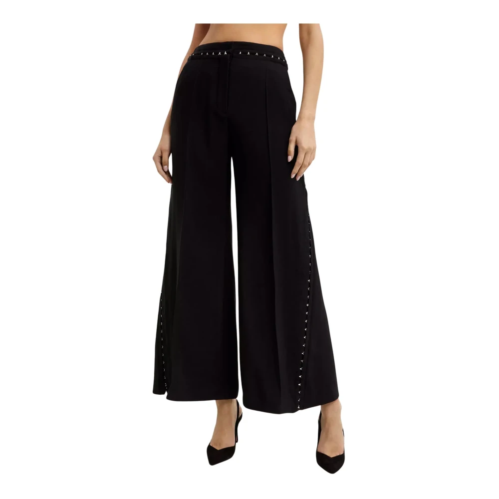 Mugler Hoge taille zwarte broek met decoratieve borduurwerk Black Dames