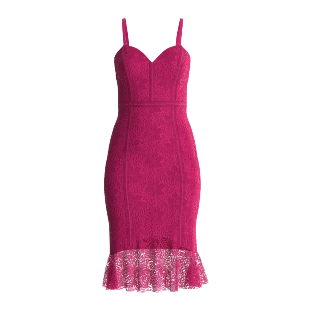 Guess Fuchsia Macramé Midi Jurk Pink Dames