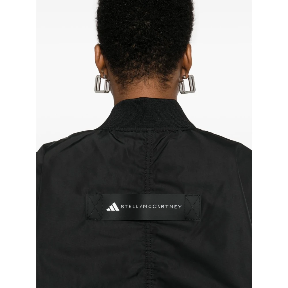 adidas by stella mccartney Zwarte bomberjack met logo-print Black Dames