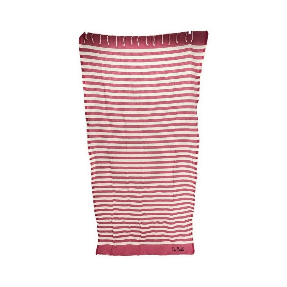 Stribet Fuchsia Strandhåndklæde