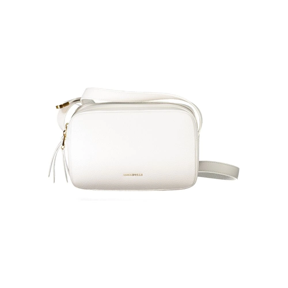 Coccinelle Witte leren schoudertas met verstelbare band White Dames