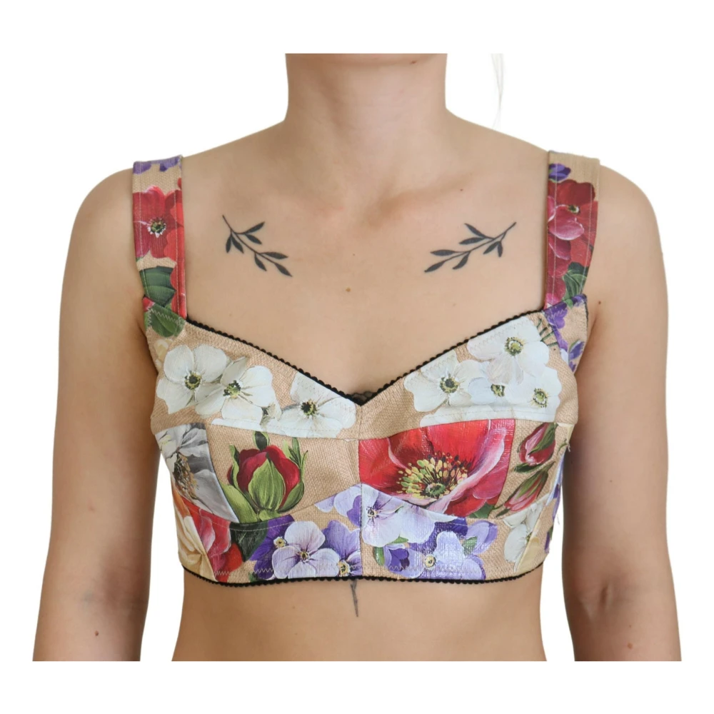 Dolce & Gabbana Bloemen Bustier-Crop-Top met Italiaans vakmanschap Multicolor Dames