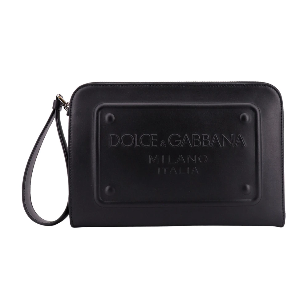 Dolce & Gabbana Geperste leren clutch Black Heren