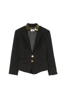 Gabardinejacka med juvelkrage