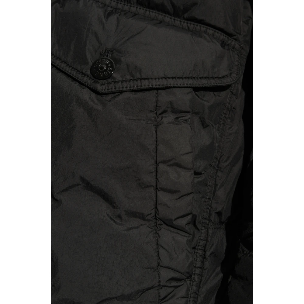 Stone Island Donsjack met logo Black Heren