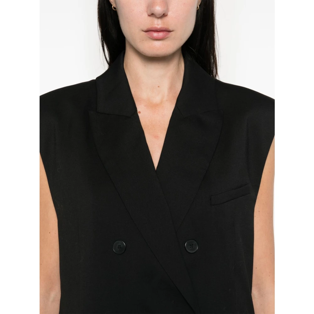 IRO Zwarte dubbelrijige wollen jas Black Dames
