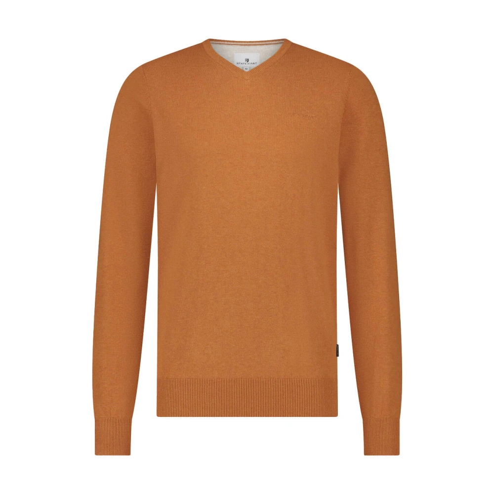 State of Art V-Neck Pullover Plai Orange Heren