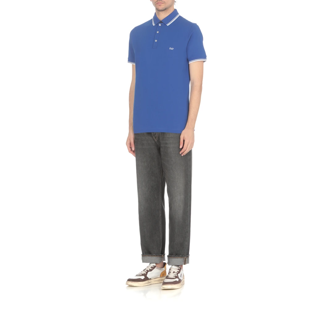 Fay Polo Shirts Blue Heren