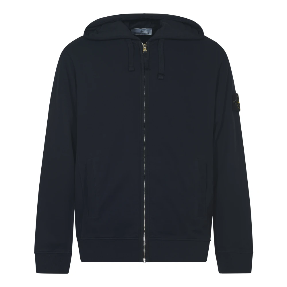 Stone Island Blå Hoody Full Zip Tröja Blue, Herr