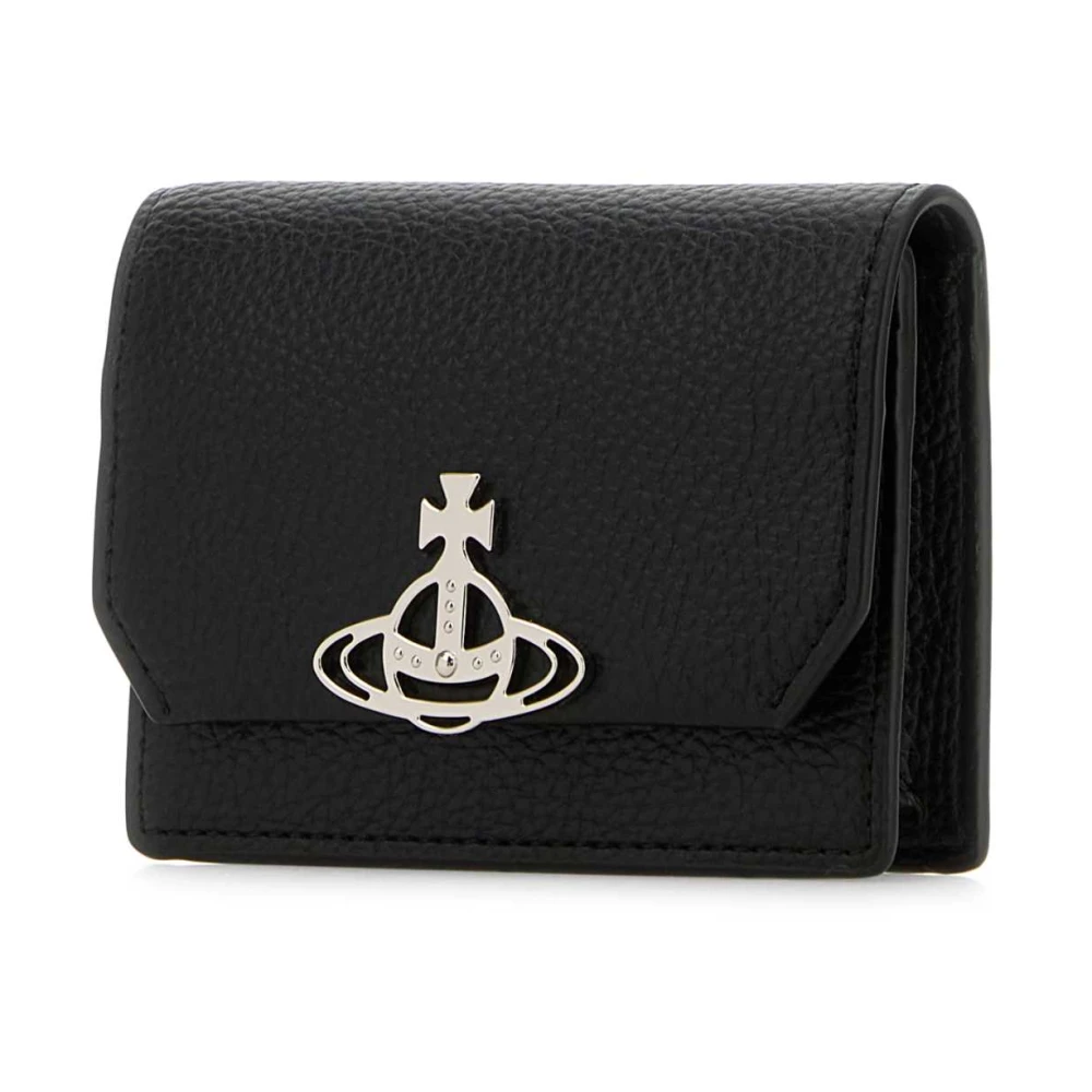 Vivienne Westwood Stijlvolle Zwarte Leren Kaarthouder Black Dames
