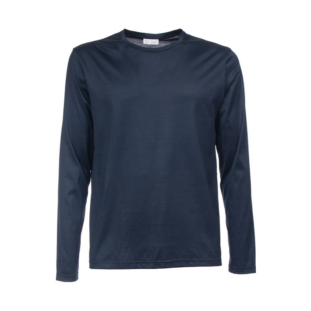 Xacus Lange mouw katoenen jersey T-shirt Blue Heren