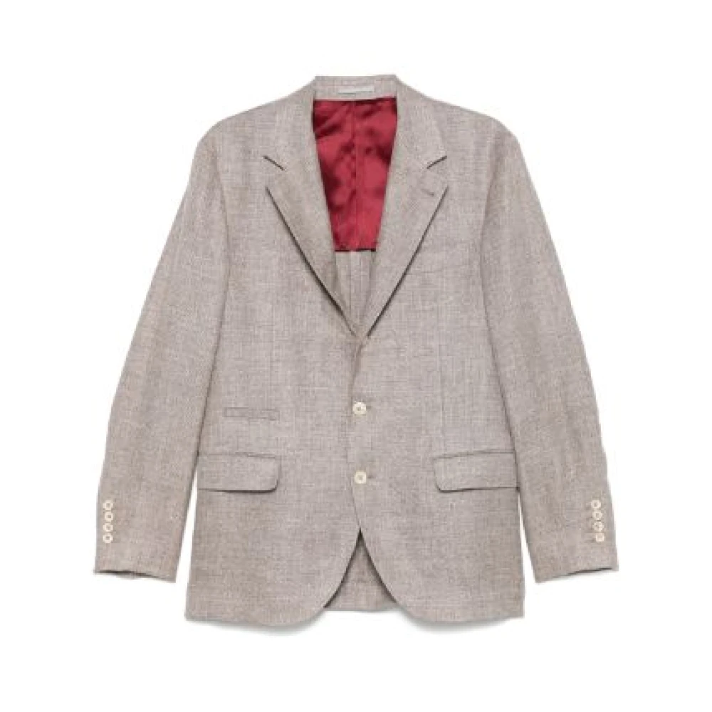 BRUNELLO CUCINELLI Lichtbruine Geknoopte Blazer Engels Ontwerp Brown Heren