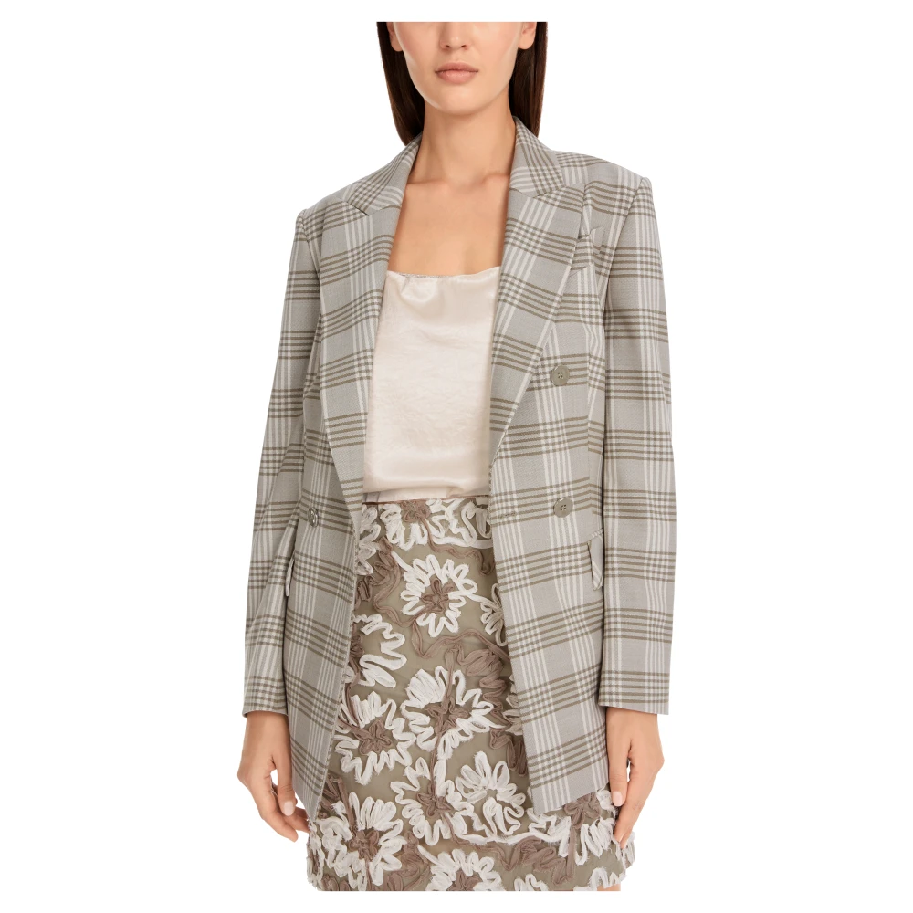 Marc Cain Blazer met glanzend ruitpatroon Green Dames