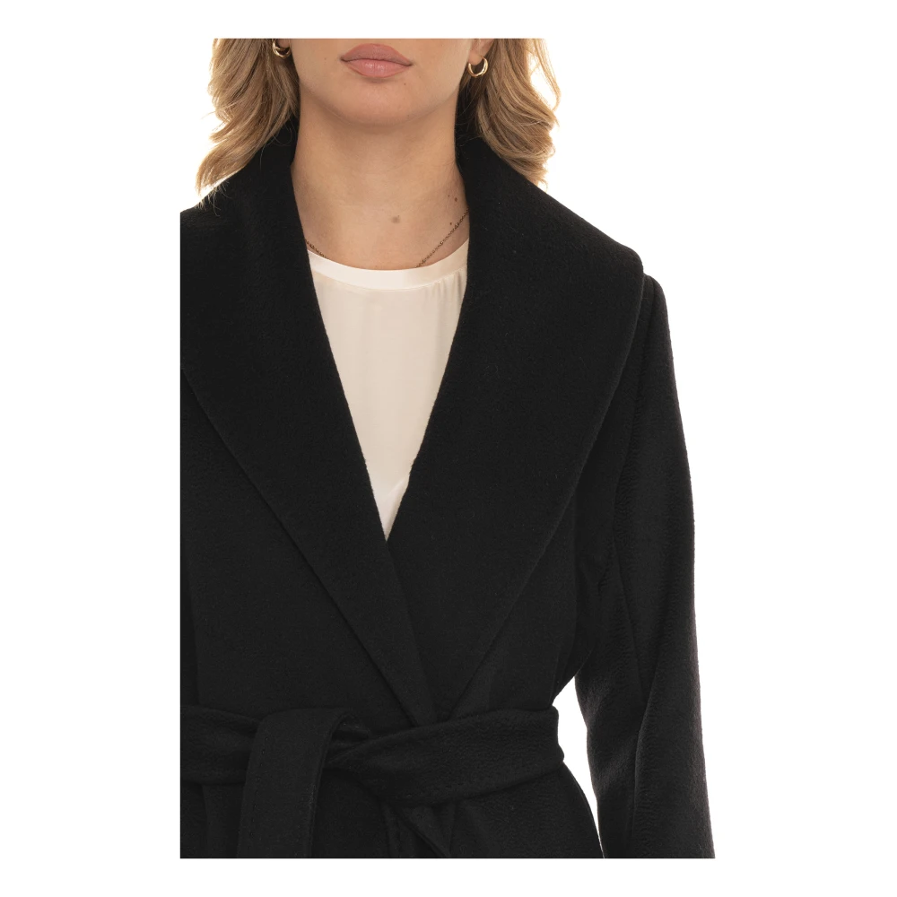 Max Mara Studio Lange wollen jas met sjaalkraag Black Dames